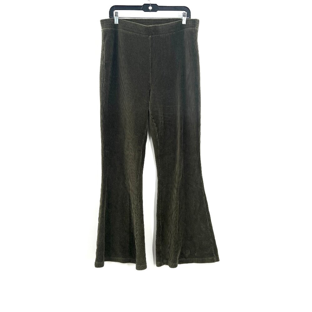 Aerie pull-on stretch flare kick pant legging high rise waist dark green XL